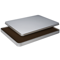 picture of a large stamp pad with a brushed aluminum case